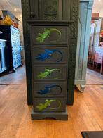 Oud ladekastje salamander, 5 - laads kastje blauw groen VdlM, Ophalen, Minder dan 50 cm, 5 laden of meer, 100 tot 150 cm