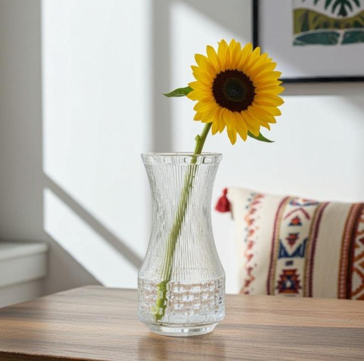 Vintage Geperste Glazen Vaas,1960s Mid-Century Modern, Huis en Inrichting, Woonaccessoires | Vazen, Zo goed als nieuw, Overige kleuren