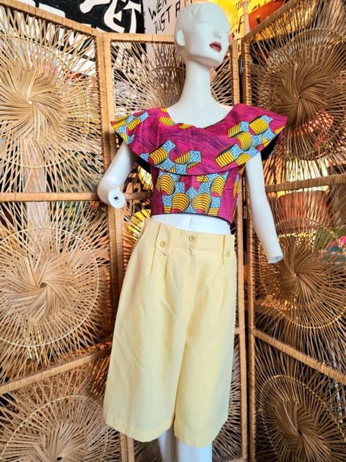 YatvaVintage: YV6218: Vintage Vilsco Ankara Print Crop Top, Kleding | Dames, Tops, Nieuw, Maat 38/40 (M), Overige kleuren, Zonder mouw
