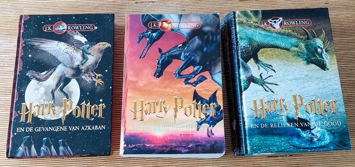 Harry Potter boeken, delen 3, 5 en 7, Verzamelen, Harry Potter, Zo goed als nieuw, Boek of Poster, Ophalen of Verzenden