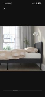 Ikea Slattum 140 x 200 bed + Valevag matras - goed als nieuw, Huis en Inrichting, Slaapkamer | Bedden, Ophalen, Zwart, Tweepersoons