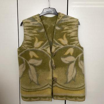 Prachtige vintage deken (1950)  bodywarmer, 100% wol, maat M beschikbaar voor biedingen