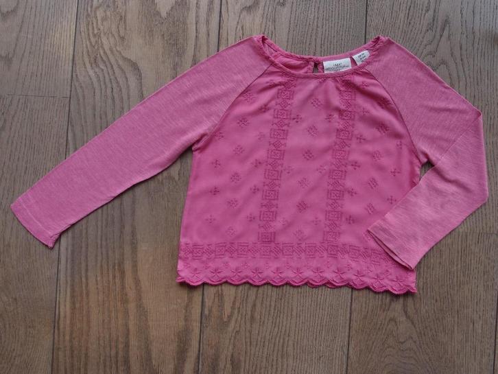Mooie H&M meisjes bloese blouse longsleeve 104 roze broderie, Kinderen en Baby's, Kinderkleding | Maat 104, Zo goed als nieuw