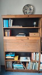 Antieke Eiken Boekenkast met Bureau & Lampjes, Gebruikt, 100 tot 150 cm, Met deur(en), Eikenhout