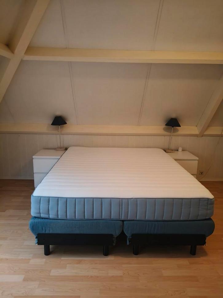 Boxspring 160x200 + IKEA Matras, Huis en Inrichting, Slaapkamer | Matrassen en Bedbodems, Zo goed als nieuw, Bedbodem, 160 cm