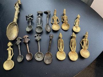 15 Ashanti Goudgewicht Brons - Bronzen Lepels - Ghana beschikbaar voor biedingen
