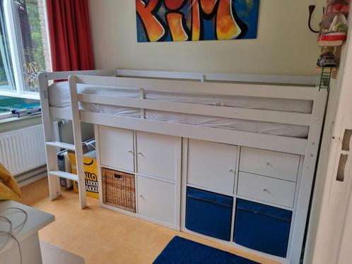 Halfhoogslaper wit hout, Kinderen en Baby's, Kinderkamer | Stapelbedden en Hoogslapers, Zo goed als nieuw, Halfhoogslaper, Ophalen