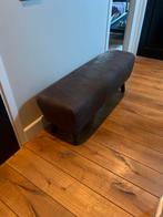 Lederen bankje / voetenbank, Huis en Inrichting, Minder dan 50 cm, Gebruikt, Leer, Rechthoekig