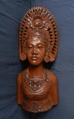 Grote houten vrouwenbuste Sri Dewi Indonesië Bali h. 45,3 cm, Antiek en Kunst, Ophalen of Verzenden