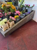 Houten bloemenpresentatiekar / displaybak op wielen –robuust, Ophalen, Gebruikt