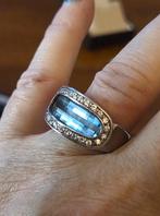 Maat 17,5 - Mooie zilveren 925 ring BAQUETTE geslepen TOPAAS, Ophalen, Zo goed als nieuw, 17 tot 18, Dame