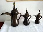 Antieke koperen Koffiepotten uit Saoudi Arabie.  3 Stuks, Ophalen of Verzenden