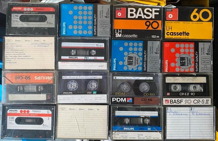 20€   80 Cassettebandjes -BASF, Philips - Mix Muziek, Cd's en Dvd's, Cassettebandjes, Gebruikt, Voorbespeeld, Overige genres, 26 bandjes of meer