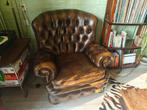 Chesterfield stoel - donkerbruin, nette staat, Huis en Inrichting, Fauteuils, Ophalen, Gebruikt, Chesterfield, 75 tot 100 cm