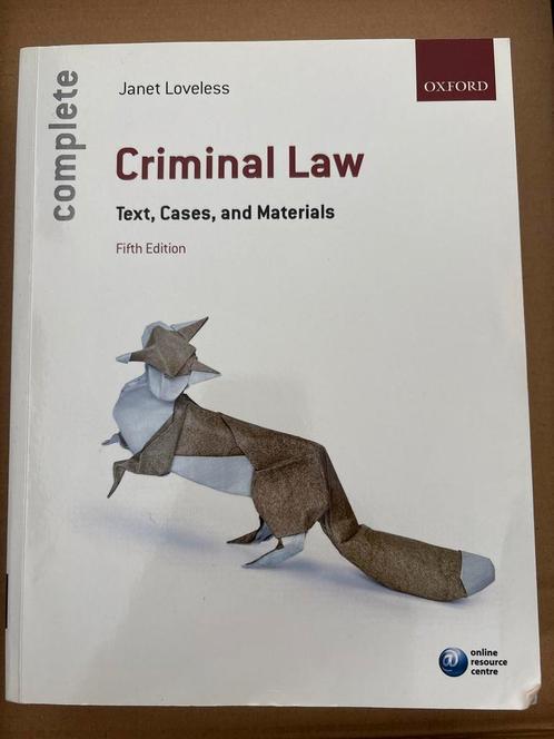 Criminal Law - Loveless - 5th Edition, Boeken, Studieboeken en Cursussen, Zo goed als nieuw, HBO, Gamma, Ophalen of Verzenden