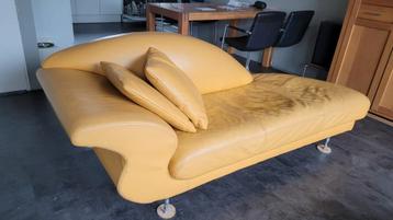 Leolux Design Bank - Leer - 215 cm beschikbaar voor biedingen