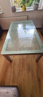 Glazen salontafel, Huis en Inrichting, Tafels | Salontafels, Ophalen, Gebruikt, 100 tot 150 cm, 50 tot 100 cm