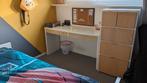 Complete tienerkamer (bureau, kast, bed), Huis en Inrichting, Ophalen, Gebruikt, Eenpersoons, Houtlook en wit