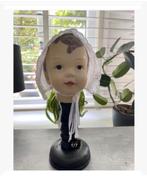 Poppen meisjes hoofd op standaard met antiek mutsje 28 cm, Nieuw, Ophalen of Verzenden, X, Pop