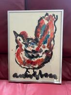 Anton Heyboer - Kip, Aquarel 39hx29b, 41hx31b in lijst, Ophalen of Verzenden
