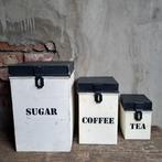 3x Oude brocante blik voorraadblik Sugar Coffee Tea *Etage3*, Gebruikt, ., Ophalen of Verzenden, .