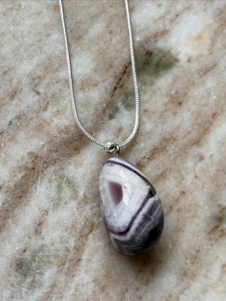 Amethist ketting, Sieraden, Tassen en Uiterlijk, Edelstenen, Zo goed als nieuw, Ophalen of Verzenden