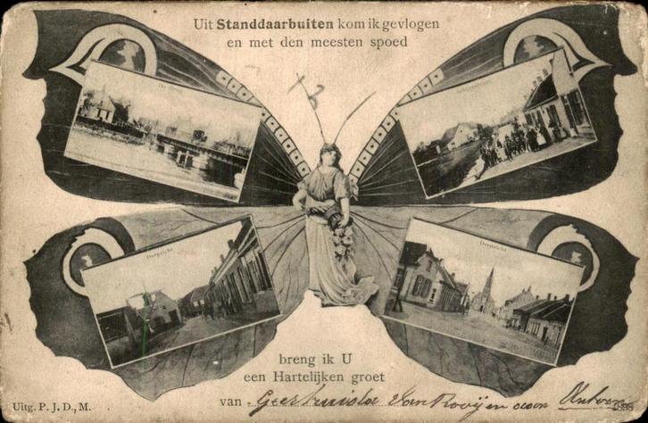 Standdaarbuiten - Brug - Kerk, Verzamelen, Ansichtkaarten | Nederland, Gelopen, Noord-Brabant, Voor 1920, Ophalen of Verzenden