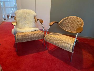 2 vintage rotan stoelen design