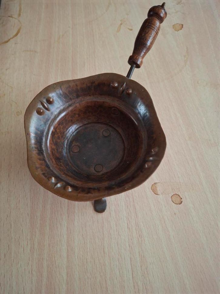 Koperen Pijp Aansteek Comfoor met Houten Handvat, Antiek en Kunst, Antiek | Koper en Brons, Koper, Ophalen of Verzenden