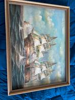 Schilderij: Zeeslag met zeilschepen, Antiek en Kunst, Ophalen of Verzenden
