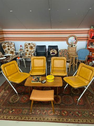 4 vintage jaren 70 okergele buisframe stoelen, space age beschikbaar voor biedingen