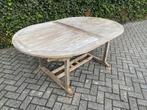 Aangeboden in goede staat, verkerende teak tuintafel, Ophalen of Verzenden, Zo goed als nieuw, Rechthoekig, Teakhout