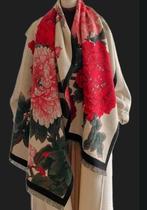 Kasjmier sjaal rood roze creme, Ophalen of Verzenden, Nieuw, Maat 46/48 (XL) of groter, Sjaal