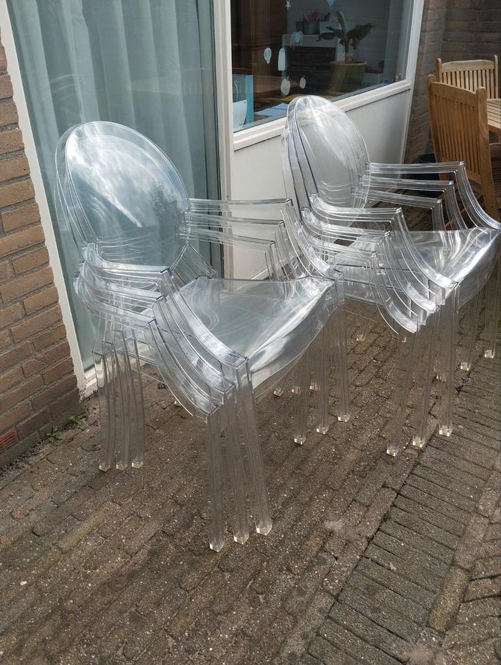 6 Kartell Louis Ghost Stoelen - Transparant, Huis en Inrichting, Stoelen, Gebruikt, Vijf, Zes of meer stoelen, Kunststof, Overige kleuren