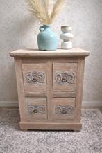 Dressoirkast, 4 lades, houtsnijwerk van gerecycled teakhout, Ophalen, Teakhout, Nieuw, 50 tot 100 cm