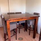 Hoge eettafel met 6 barkrukken, Ophalen, In hoogte verstelbaar, Gebruikt