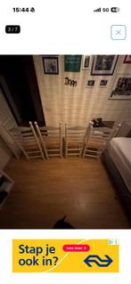 Houten met riet bekleden stoelen, Huis en Inrichting, Stoelen, Ophalen of Verzenden, Gebruikt, Bruin, Twee