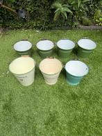 7 brocante vintage emaille groente aardappels emmers, Ophalen of Verzenden
