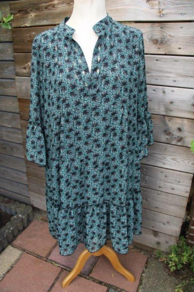 Jurk groen/ zwart Paprika mt T2 (46) Vaste prijs, Kleding | Dames, Jurken, Zo goed als nieuw, Maat 46/48 (XL) of groter, Groen