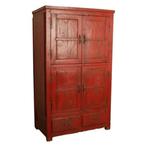Oude rode vierdeurskast India teak Sale, Met deur(en), 100 tot 150 cm, -, -