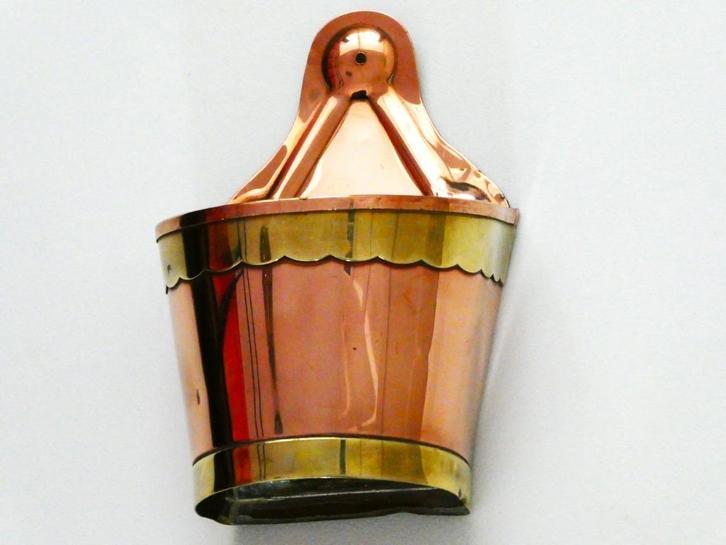 Zwavelstokpot / luciferpot of -houder uit de 19e eeuw, Antiek en Kunst, Antiek | Koper en Brons, Koper, Ophalen of Verzenden