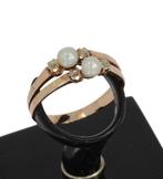 Sale! Antieke 14k gouden parel bolsjewiek diamant dames ring, Ophalen of Verzenden, Goud, Ring, Met edelsteen