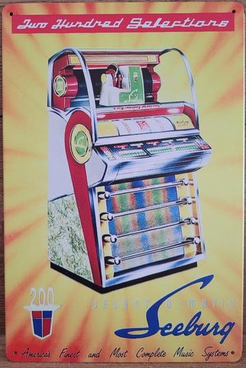 Seeburg Jukebox reclamebord van metaal wandbord decoratie  beschikbaar voor biedingen