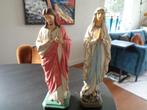 2 oude gipsen heiligen beelden Jezus en Maria (42 cm hoog)., Antiek en Kunst, Antiek | Religie, Ophalen of Verzenden