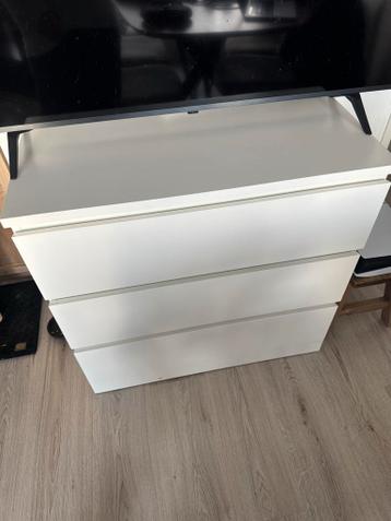 Malm ladekast IKEA, 3 lades, wit, 80x78cm - afbeelding 3