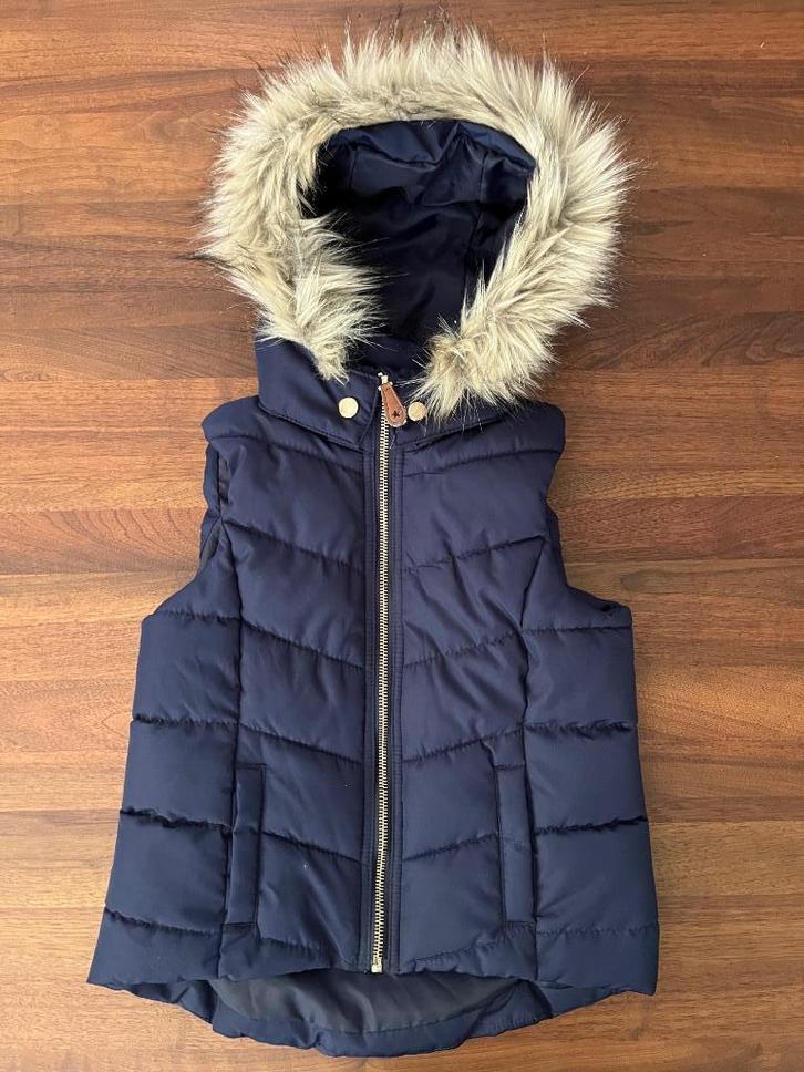 H&M gewatteerde bodywarmer – donker blauw – m. 122/128, Kinderen en Baby's, Kinderkleding | Maat 122, Zo goed als nieuw, Meisje