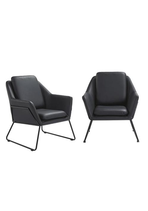 Luxe PU-Leren Eetkamerstoel - Zwart - 2 voor €1000, Huis en Inrichting, Stoelen, Nieuw, Eén, Leer, Metaal, Overige materialen
