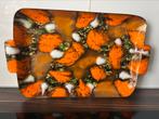 Jaren ‘50/60 oranje met wit emaille koperen schaal, Ophalen of Verzenden, Huis en Inrichting