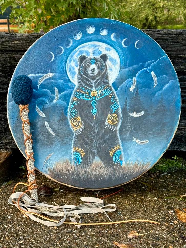 OVERGEDRAGEN Beer Sjamanendrum 47 cm, Muziek en Instrumenten, Percussie, Nieuw, Trommel, Verzenden