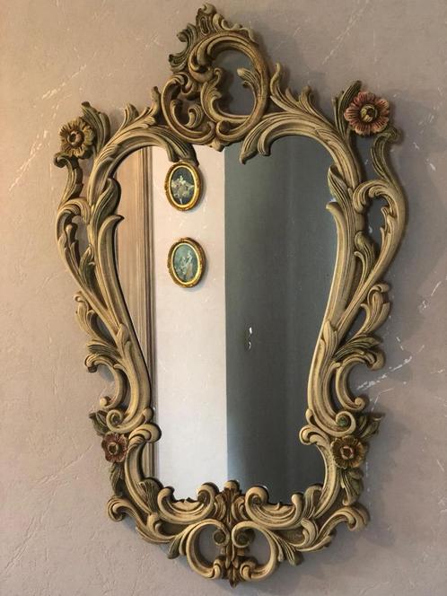 Vintage barokstijl wandspiegel, Antiek en Kunst, Antiek | Spiegels, Minder dan 50 cm, Minder dan 100 cm, Ovaal, Ophalen